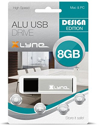 XLYNE 8GB USB-Stick 2.0 ALU High Speed, Design Flash Laufwerk, Aluminium