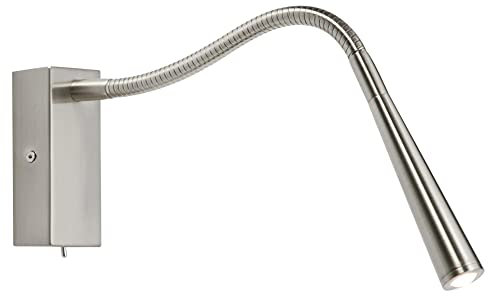 Saxby Madison 1W Modern Decorative Brushed Chrome Flexible Switched Bedside Reading LED Wall Light