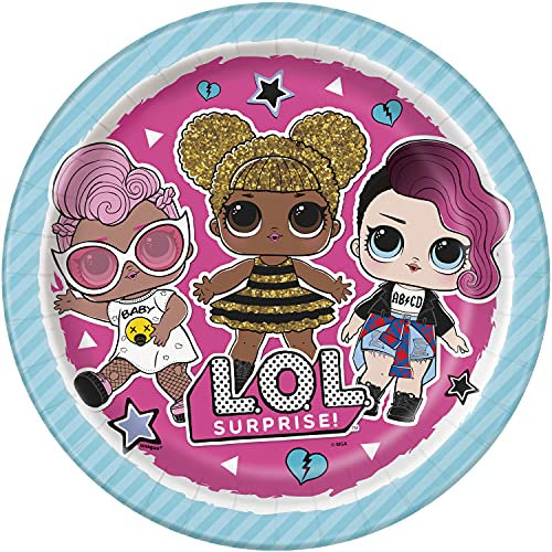 Unique- LOL Surprise Piatti Ecologici in Carta-23 cm-Festa a Tema Confezione da 8, Multicolore, 23 cm, 20905EU