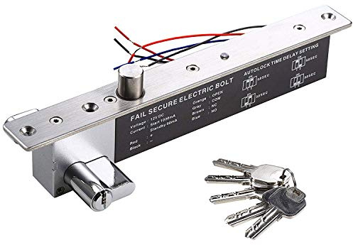 UHPPOTE Elektrischer Fallriegelschloss mit Schlüsselöffnung Fail-Secure 12V | Zylinderriegel für Tür-Zutrittskontrollsystem