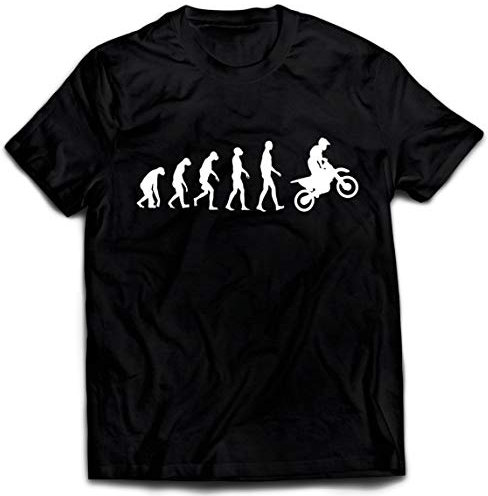 lepni.me Maglietta da Uomo Evoluzione del Motocross Equipaggiamento per Moto da Bicicletta Sporca Abbigliamento da Corsa (L Nero Bianco)