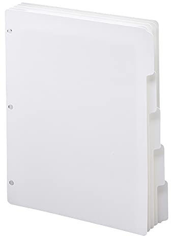 Smead White Binder Index Dividers, 3 Ring Binder Dividers with Tabs, 5-Tab