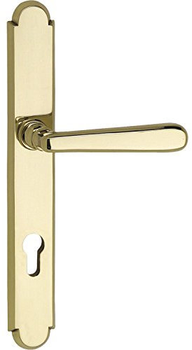 2x MARCHESI Sicherheits-Drückergarnitur ALT-WIEN - auf Langschild Profilzylinder Entfernung 88mm, für Türstärke bis 80mm, ohne Kernziehschutz Messing poliert, Doppelpack