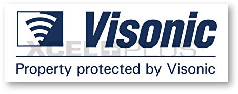 Visonic 2 x Fenster- und Türen-Aufkleber „Property protected“, Visonic-Alarm – Einbrecheralarm (in englischer Sprache)