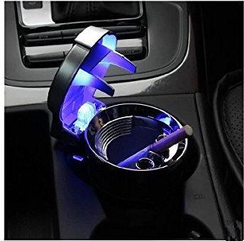 Fer-blanc Automobile Auto cendrier avec couvercle Couvrir et LED de couleur bleue