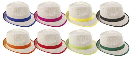 P'tit Clown 14627 Chapeau Paille Adhésif - Borsalino avec Ruban - Coloris Aléatoire