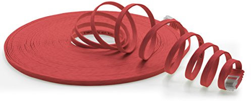 15m - CAT6 flat network patch cable (red - 1 piece) 1000 Mbit/s Gigabit LAN flat cable CAT.6 Slim Micro installation cable