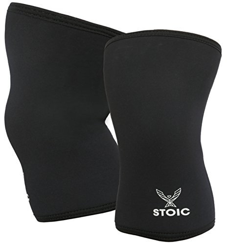 Rendimiento 7 mm rodilla mangas para levantamiento de potencia, culturismo, levantamiento de peso – Calidad profesional y Ultra resistente (par) por evolutionize, Medium (33.5-36 CM), Negro