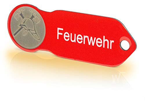 Einkaufswagenlöser ® Code24 Feuerwehr F1 / Schlüsselanhänger Einkaufschip mit Schlüsselfundservice/Abziehbarer Einkaufswagenchip Metall, Chip Einkaufswagen, Key Finder / 1 Stück