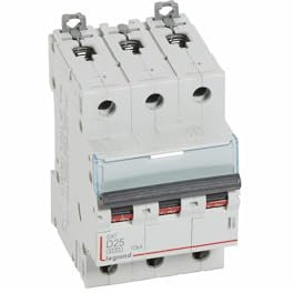 408061 Disjoncteur Tripolaire 25a - 3p Courbe D - 6/10ka - à Vis - Legrand Dx3