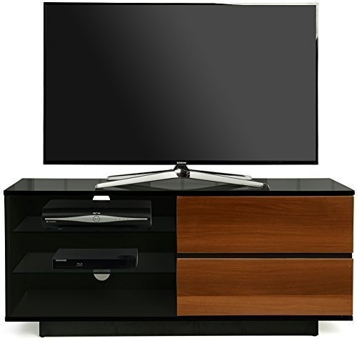 Centurion Gallus Gloss Black with 2-Walnut Drawers & 3-Shelf 26-55 LED/LCD/Plasma Cabinet TV Stand