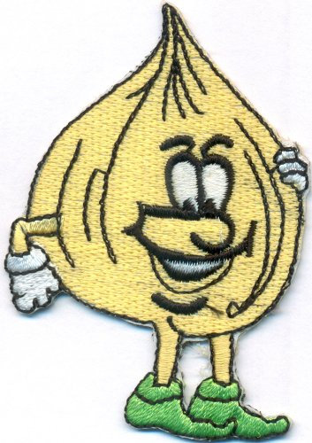 Zwiebel Onion Comic Vegetaria Kochschürze Kochbuch Bügelbild Aufnäher Abzeichen