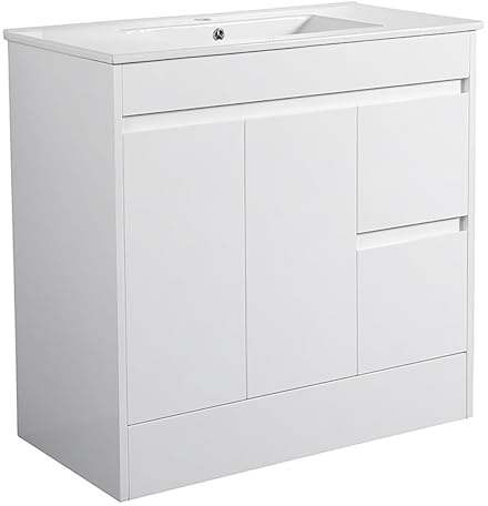 Sorrento Bathrooms 900mm Bathroom Basin Vanity Unit Freestanding Vanity Unit with Basin Bathroom Storage Cabinets Waterproof Cupboard Cabinet Unit Ceramic Sink 2-Drawer Floor Standing Vanity Units