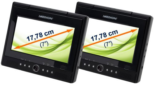 nur E MEDION MD 82767 E72010 Portabler DVD-Player 2 Displays 7 / 18cm DivX MPEG4 USB Cardreader ° 2 Taschen ° Akku ° OSD ° MP3 ° Xvid ° DVD