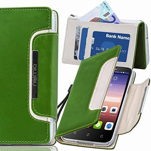numia HTC One S Hülle, Handyhülle Handy Schutzhülle [Book-Style Handytasche mit Standfunktion und Kartenfach] Pu Leder Tasche für HTC One S Z520e Case Cover [Grün-Weiss]