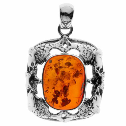 Ostsee-Schmuck Damen-Anhänger 925/000 Sterlingsilber mit Bernstein