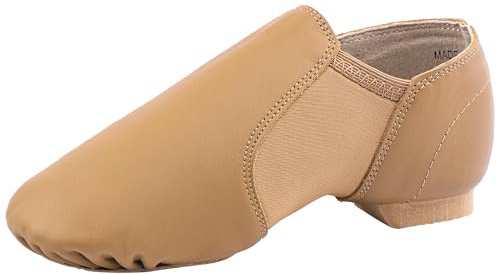 Linodes Leather Jazz Shoe Slip On for Girls and Boys Brown 13M Little Kid