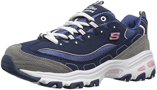 Skechers Women's D'lites biggest Fan Fashion Sneaker, Navy Grey White, 8 UK