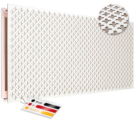 Décor PARIS (Fleur de Lys) Plaque perforée en MDF Made in Germany - 122 x 62 cm - pour revêtement de radiateur, panneau de porte, grille d'aération ou paravent