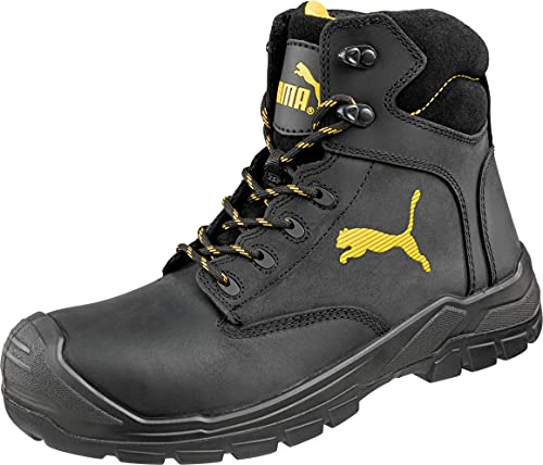 Puma Safety Shoes Borneo Black Mid S3 HRO SRC, Puma 630411-202 Unisex-Erwachsene Sicherheitsschuhe, Schwarz (schwarz/gelb 202), EU 40