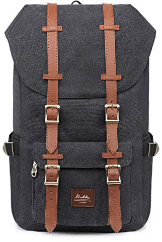 KAUKKO Vintage Rucksack Damen Herren Schön Baumwolle Daypack mit Laptopfach für 14 Zoll Notebook für Schule, Uni, 22.4 L