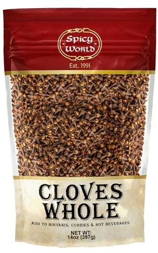 Cloves Whole Bulk 14 Oz Bag - Pure, Non-GMO, Premium Hand Picked Quality - Great for Foods, Clove Tea, Clove Pomander Balls & Potpourri - Aromatic & Richly Flavored Cloves Whole by Spicy World