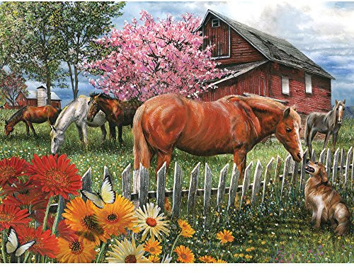 Bits and Pieces - 1000 Piece Jigsaw Puzzle - Chatting with the Neighbors, Horse and Dog - by Artist Thomas Wood - 1000 pc Jigsaw by Bits and Pieces