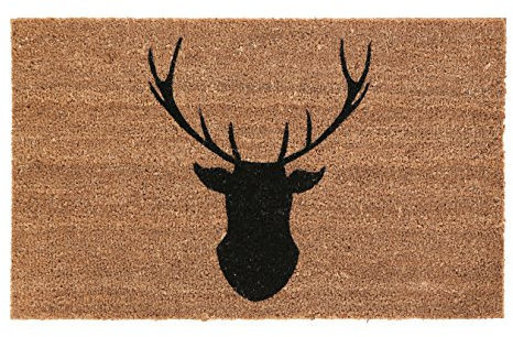 Premier Housewares Fußmatte, Motiv Hirsch, Kokosfvaser, 60 x 40 cm, PVC, braun, 40x60x2
