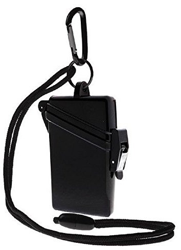WITZ STRANDSAFE - Wasserdichter Badesafe schwarz [1 Stück] Strandbox Schwimmsafe mit Karabinerhaken und Nylonschnur