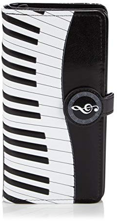 Shagwear Damen Geldbörse | Frauen Portmonnaie | Veganes Leder Geldbeutel - Symphonie Piano Klavier - Schwarz (Large)