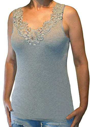 Toker Collection Hübsches Damen Unterhemd mit extra breiter Spitze in versch. Farben