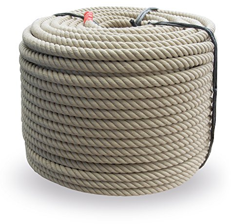 Natur Hanfseil Ø 32 mm - 4-litzig - natur hell - hart geschlagen - mit Herz! (20 Meter)