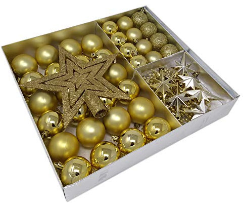 ToCi Set di decorazioni per albero di Natale | 45 pezzi con palline di Natale, stelle, decorazioni di arredamento | Natale Albero Pendenti | Bellissime decorazioni per albero di Natale in colori assortiti