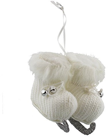 Juliana Pair of White Fluffy Ice Skates Boots Hanging Christmas Tree Decoration