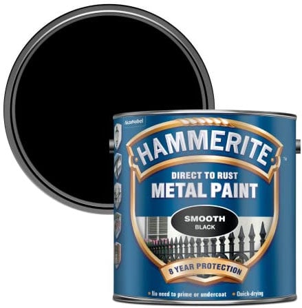 Hammerite Direct to Rust Metal Paint - Smooth Black Finish 2.5L