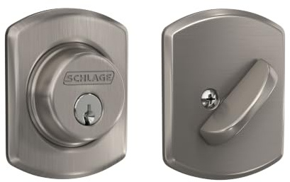 Schlage Greenwich Single Cylinder Front Door Deadbolt, Satin Nickel