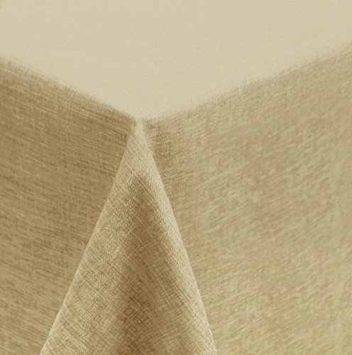 Tischdecke 130x220 cm eckig Struktur Leinen-Optik beschichtet Wasser und Schmutz abweisend Lotuseffekt #476 (beige Natur)