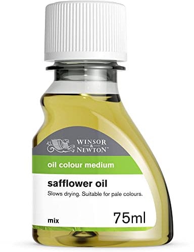 Winsor & Newton 3021756 Safloröl für Ölfarben, langsam trocknend, rein, vergilbungsarm, verbessert den Farbfluss, Glanz & Transparenz von Ölfarben - 75ml Flasche