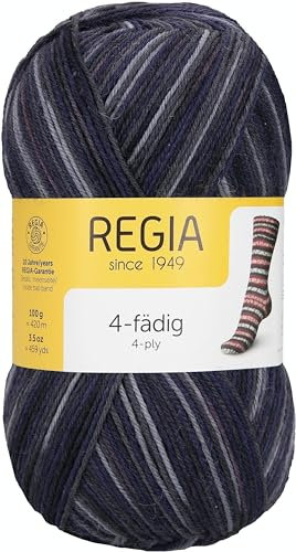 REGIA 4-fädig Color 9801269-07709 schneestern Handstrickgarn, Sockengarn, 100g Knäuel