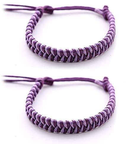 DonDon 2 braccialetti dell'amicizia colorati unisex - Viola