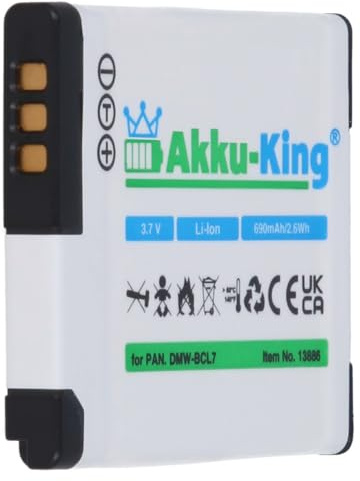 Akku-King Akku kompatibel mit DMW-BCL7, DMW-BCL7E - Li-Ion 690mAh - für Panasonic Lumix DMC-F5, DMC-FH10, DMC-FS50, DMC-SZ3, DMC-SZ8, DMC-SZ9, DMC-SZ10, DMC-XS1