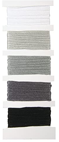 Rayher 53564558 Baumwoll-Garn Stitch & Knot, Grau/Schwarztöne, 5 Farben je 10 m (50 m), Kreuzstich-Garnset, Stickgarn Set, Knüpfgarn, Garn für Freundschaftsbänder, Steingrau