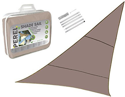 Sonnensegel Dreieck 5 x 5 m PEREL inkl. Stangenset m. Abspannseil