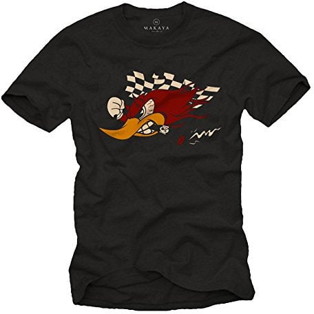Motorrad und Tuning T-Shirt für Herren - Woody Racing Team - Geschenke Zubehör für Männer schwarz M
