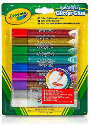 CRAYOLA Washable Glitter Glue - Assorted Colours (Pack Of 9) | Add Some Extra Sparkle To Your Arts & Crafts! | Ideal Kids Aged 3+
