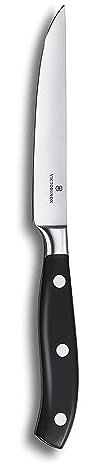 Victorinox Grand Maître, coltello da bistecca professionale, lama extra affilata, affilatura diritta, 12 cm, manico in plastica, acciaio inossidabile, nero