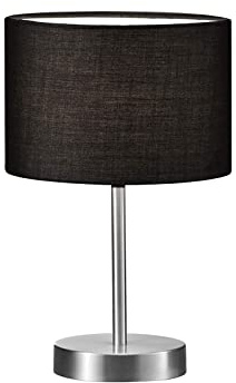 Trio Leuchten Tischleuchten Hotel 501100102, Metall Nickel matt, Schirm Stoff Schwarz, exklusive 1x E14