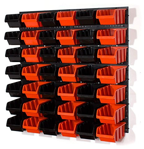 Set of 42 black/orange M size IN-Box storage bins louvre