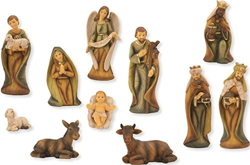 Unbekannt Miniaturfigur, Krippenfiguren modern 11-teilig, Holzoptik für 9cm Figuren