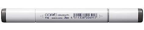 COPIC Sketch Marker Typ T - 10, toner gray No. 10, professioneller Pinselmarker, mit einer Super-Brush-Spitze und einer Medium-Broad-Spitze